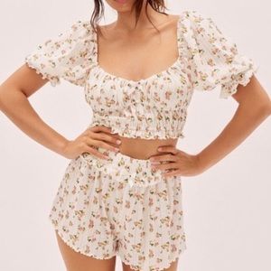 For Love & Lemons Lola Pointelle Crop Top